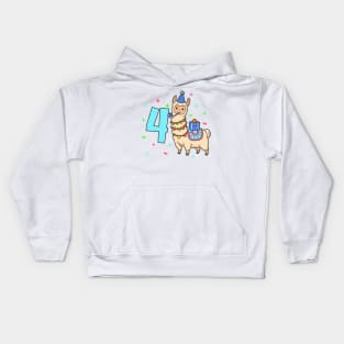 I am 4 with Lama - kids birthday 4 years old Kids Hoodie